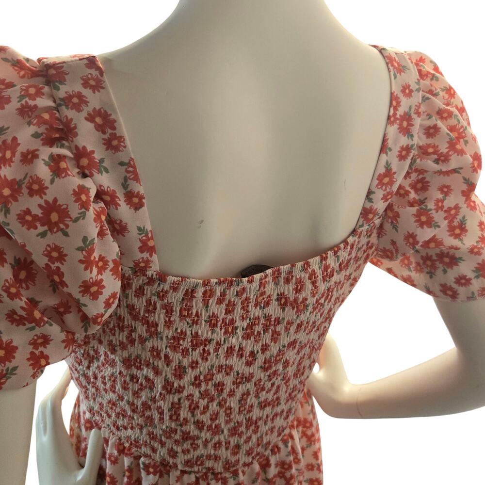 Y2K VTG Pink Floral Dress Milkmaid Cottage Core 90s Feminine Midi XL - Picture 6 of 11